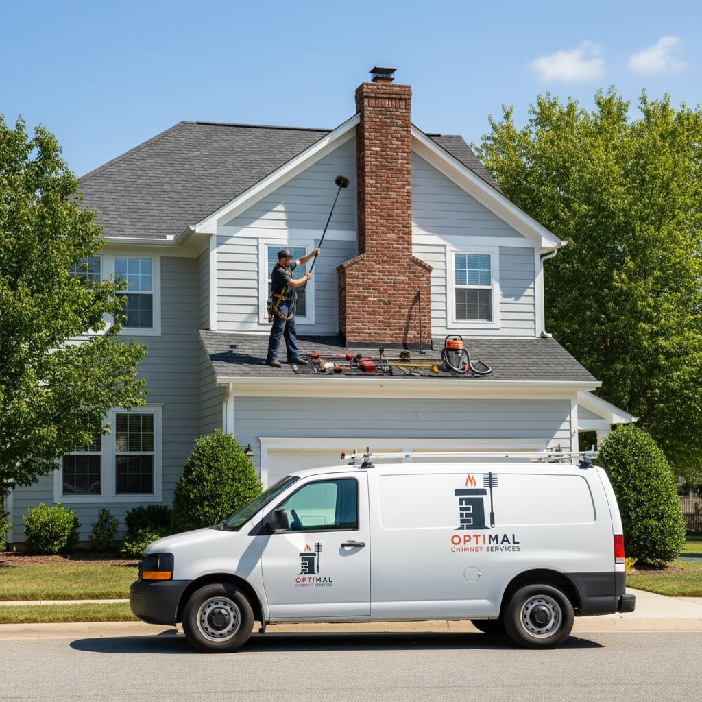 Optimal Chimney Services team working on chimney